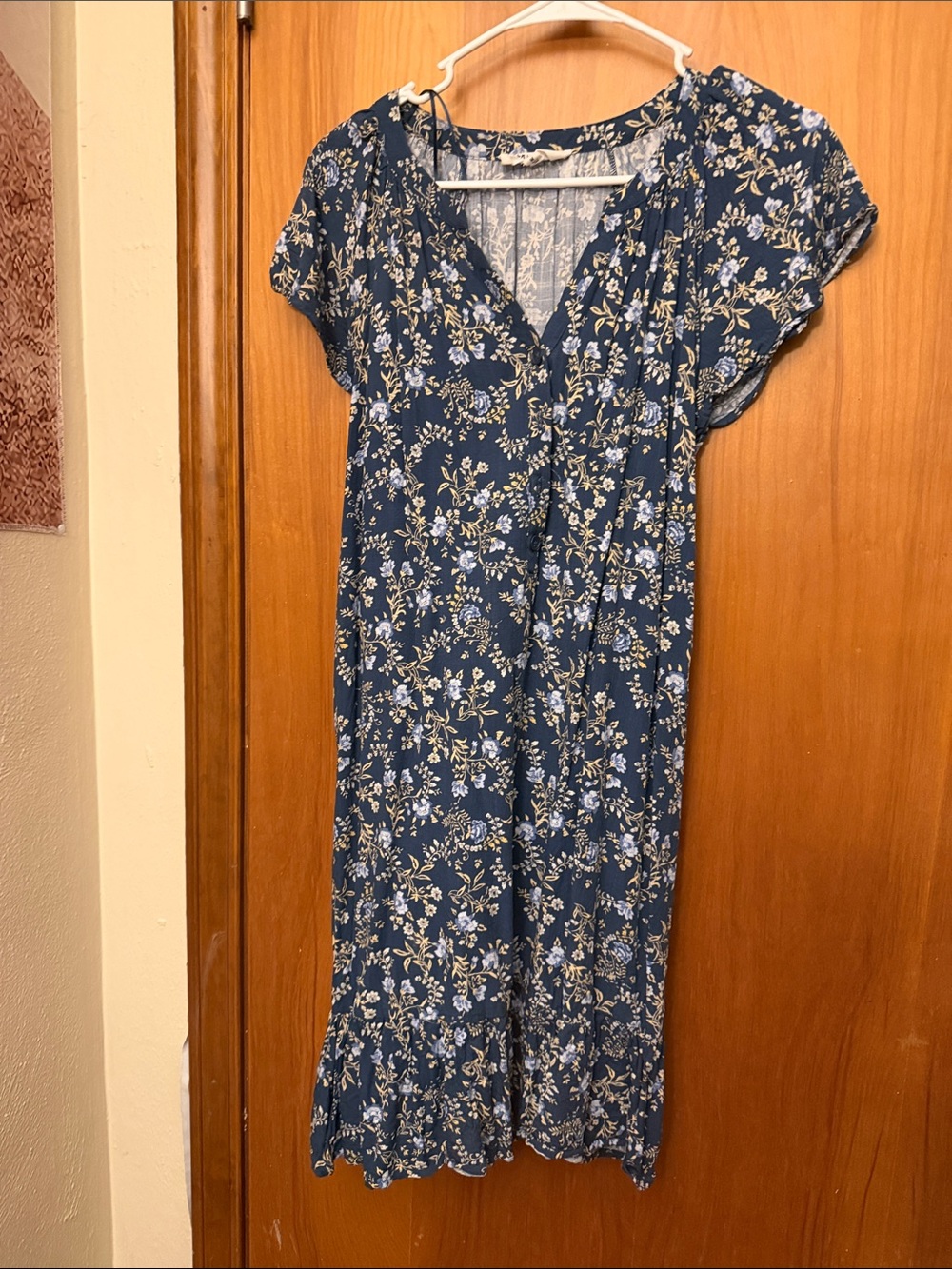 Lucky Brand Navy Blue Floral Midi Dress